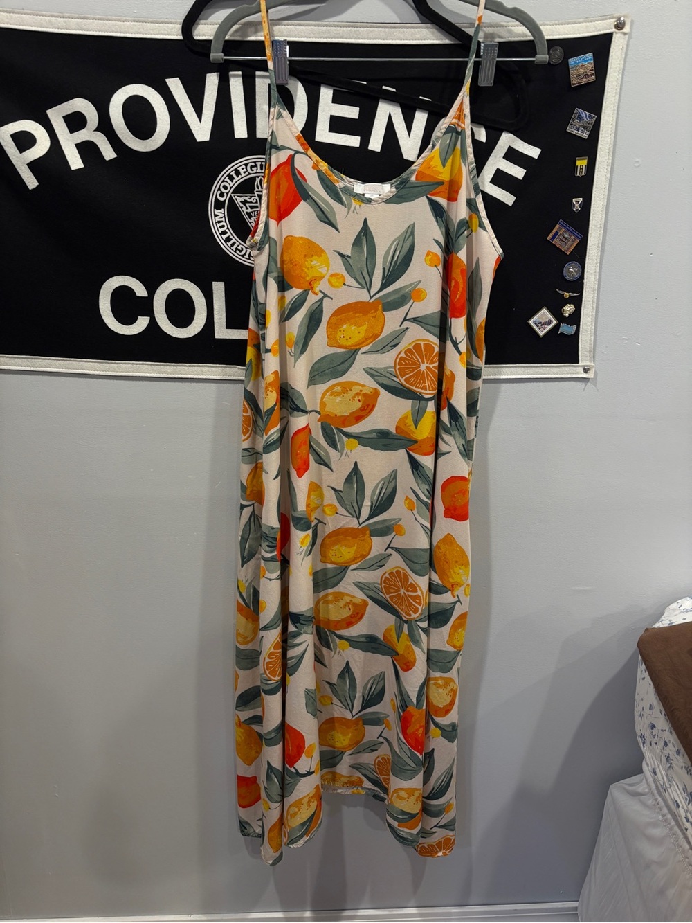 Nordstrom RACK Lemon Print Slip Dress in Cream, Yellow & Green